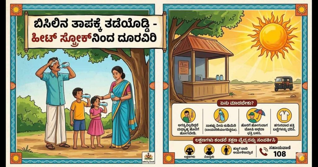 Heat Stroke Preventive Tips ಬಿಸಿಲಿನ ತಾಪಕ್ಕೆ ತಡೆಗಾಗಿ ನೀರು ಕುಡಿಯುತ್ತಿರುವ ಕುಟುಂಬ