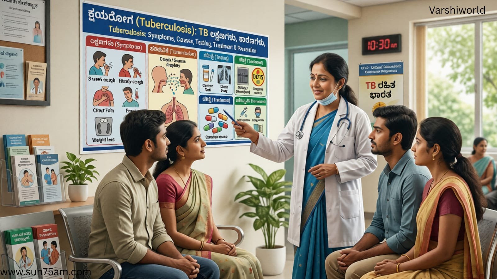 ಕ್ಷಯರೋಗದ (Tuberculosis) ಲಕ್ಷಣಗಳು ಮತ್ತು ಚಿಕಿತ್ಸೆ ಬಗ್ಗೆ ವೈದ್ಯರು ರೋಗಿಗಳಿಗೆ ವಿವರಿಸುತ್ತಿರುವ ದೃಶ್ಯ